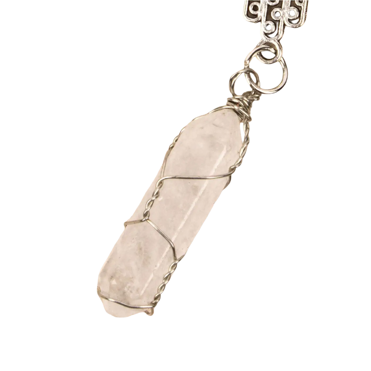 Myga Eco Schlüsselanhänger aus Schmuck mit transparentem Quarzkristall, elegantes Accessoire, nachhaltiges Design.