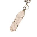 Myga eco schlüsselanhänger mit klarem quartz kristallanhänger, silberdraht gewickelt, dekorativem metallverschluss aus mana shop