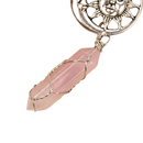 Myga eco schlüsselanhänger mit rosa rosenquarz in silberdraht und sonnensymbol von mana shop