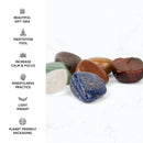 Chakra-Steine Schmuck von Myga Eco mit bunten Edelsteinen in natürlichem Design, perfekt für spirituelle Harmonie.