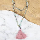 Mala Perlenkette aus Amazonit von Myga Eco, handgefertigter Schmuck mit grünen Edelsteinperlen, Naturstein-Design