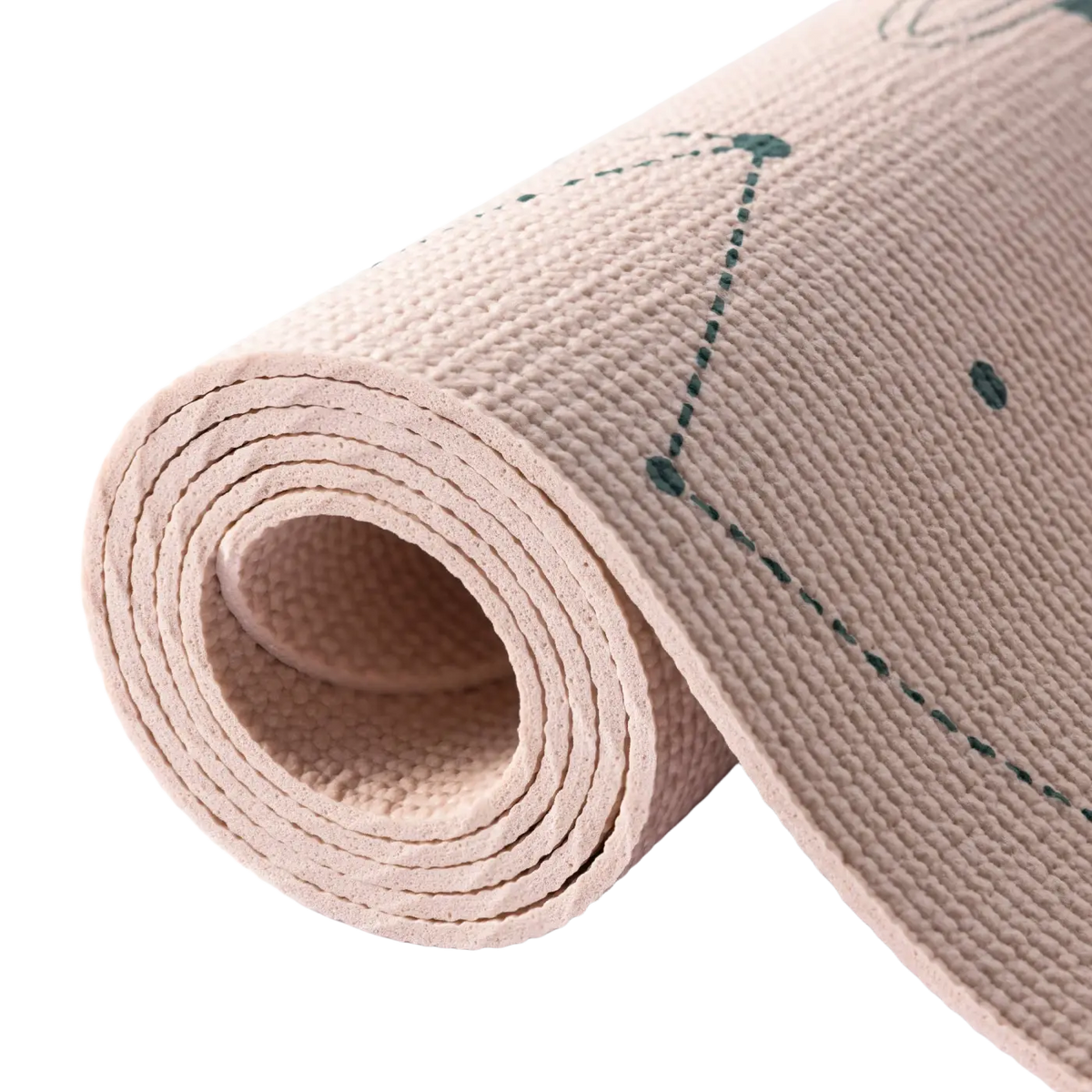 Beige Space Dino Yogamatte für Kinder von Myga Eco mit strukturierter Oberfläche, ideal für Yoga und Aktivitäten für Kinder.