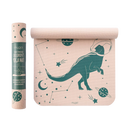 Myga eco space dino yogamatte für kinder in pink mit teal dinosaurier im astronautenhelm bei mana shop