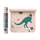 Myga eco space dino yogamatte für kinder pink mit teal dinosaurier im astronautenhelm und weltraumdesign im mana shop