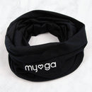 Myga Eco Multifunktionales Stirnband, Bandana und Halstuch aus Yogakleider, elastisches Haargummi und Armband in Schwarz