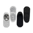 Schwarze rückenfreie Yoga-Socken von Myga Eco mit Kreuzriemen und rutschfesten Griffen, ideal für Yogakleidung.