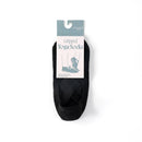 Schwarz Rückenfreie Yoga-Socken von Myga Eco mit Kreuzriemen und Griffen, rutschfest für Yoga-Übungen.