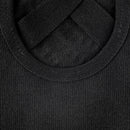 Schwarz rückenfreie Yoga-Socken von Myga Eco mit Kreuzriemen und rutschfesten Griffen, ideal für Yoga und Fitness.