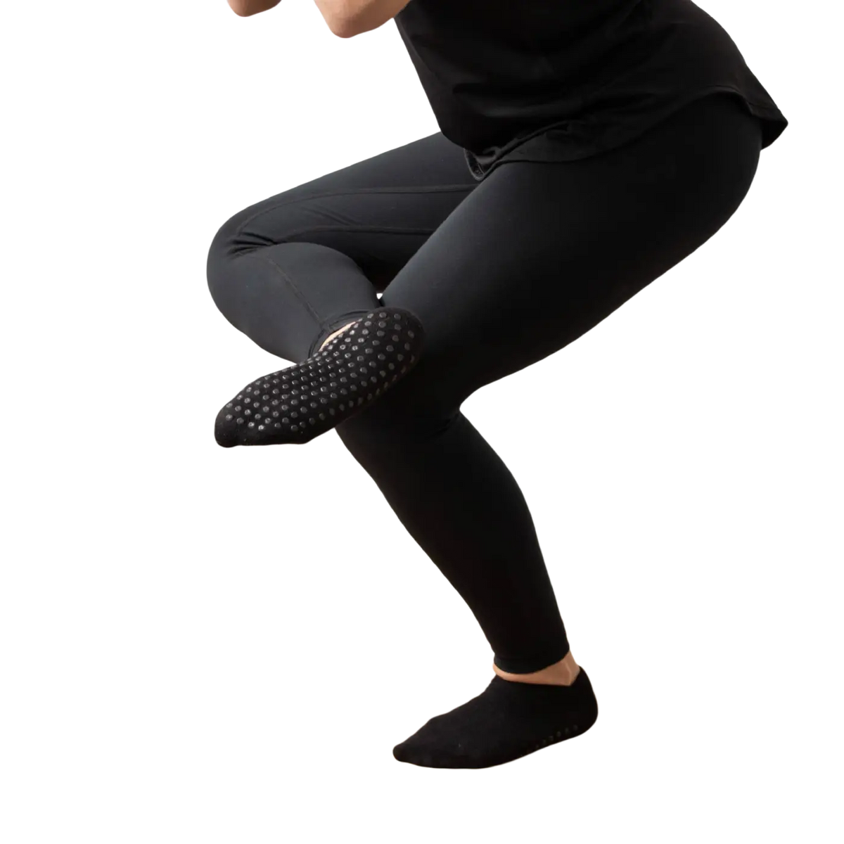 Schwarze Myga Grip Yoga Socken für Damen, strukturierte Griffsocken für sicheren Halt beim Yoga und Pilates, von Myga Eco