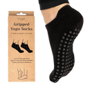 Schwarze Myga Grip Yoga Socken mit strukturierter, rutschfester Oberfläche, ideal für Yoga und Fitnessübungen.