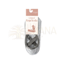 Graue myga gripped yoga-socken schwarz mit feiner melierung und verstärkten kreuzriemen für sicheren halt im mana shop