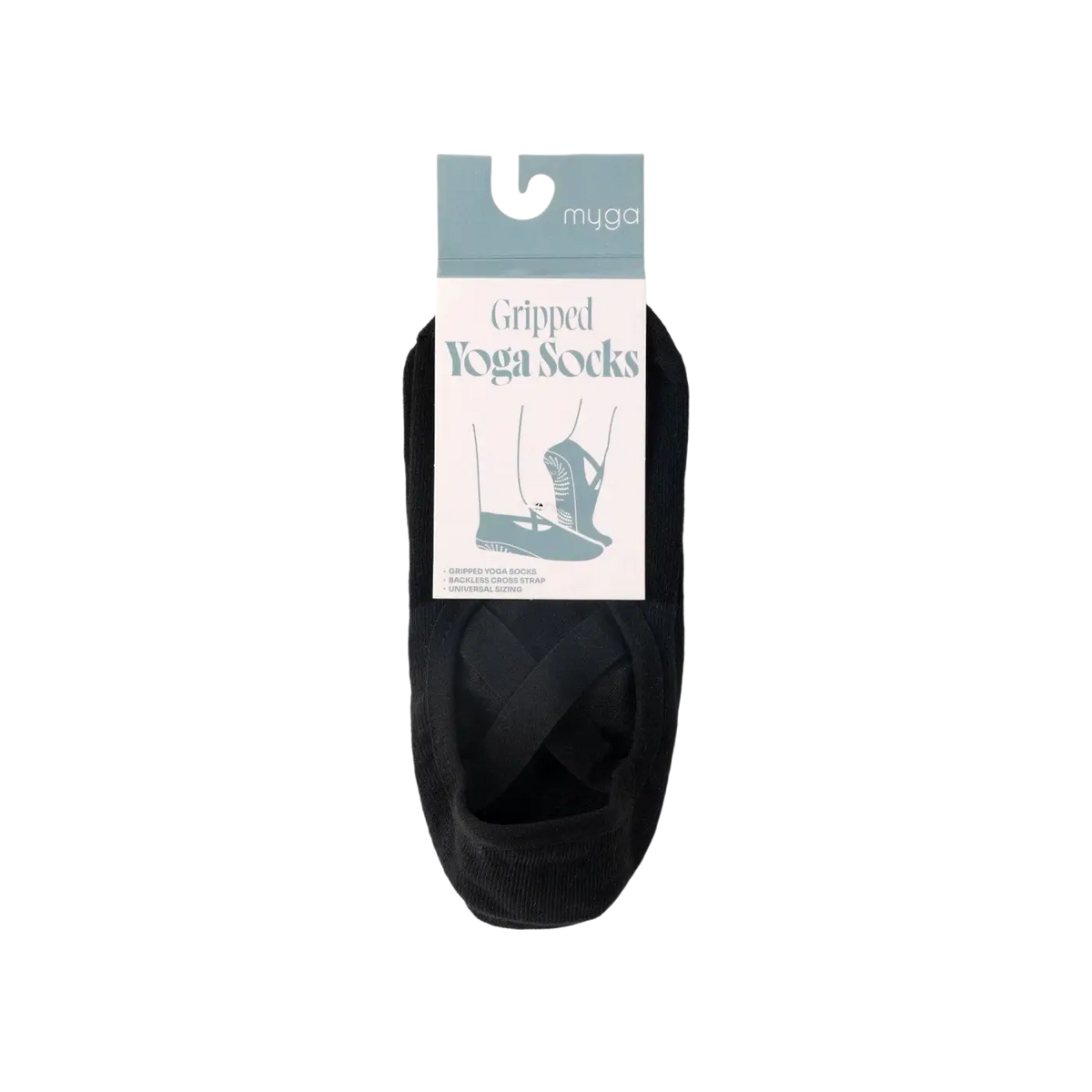 Schwarze Myga Gripped Yoga-Socken aus Baumwolle, ideal für Yoga und Pilates, mit rutschfesten Noppen, von Myga Eco.