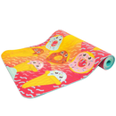 Myga kinder-yogamatte mit buntem donuts- und eistütenmotiv, pink-gelb, tealfarbene rückseite, kids yoga mat mana shop