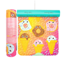 Myga kids yoga kinderspielmatte in pink und teal mit donut- und eiscremedesign, ideal für kinder bei mana shop