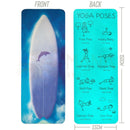 Myga kinder-yogamatte in türkis mit surfbrett design und lila delfin vorderseite, ideal als kids yoga mat im mana shop