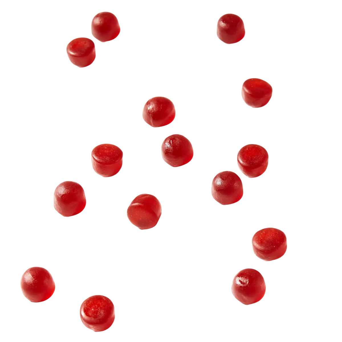 Vegane Myga Maca Gummis mit Beeren, Nahrungsergänzung für Energie und Balance, liegend in einer transparenten Verpackung