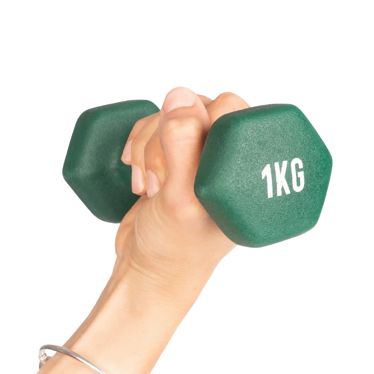 Myga Hex-Kurzhanteln 1-10 kg, grünes Paar mit sechseckigem Design, Yogazubehör für Krafttraining und Fitnessübungen.