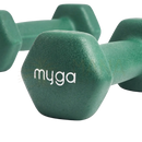 Grüne hex-kurzhantel mit myga branding in weiß für myga paar hex-kurzhanteln im mana shop image to zoom