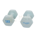 Lightblaue myga paar hex-kurzhanteln 5 kg mit myga logo auf den enden im mana shop image to zoom