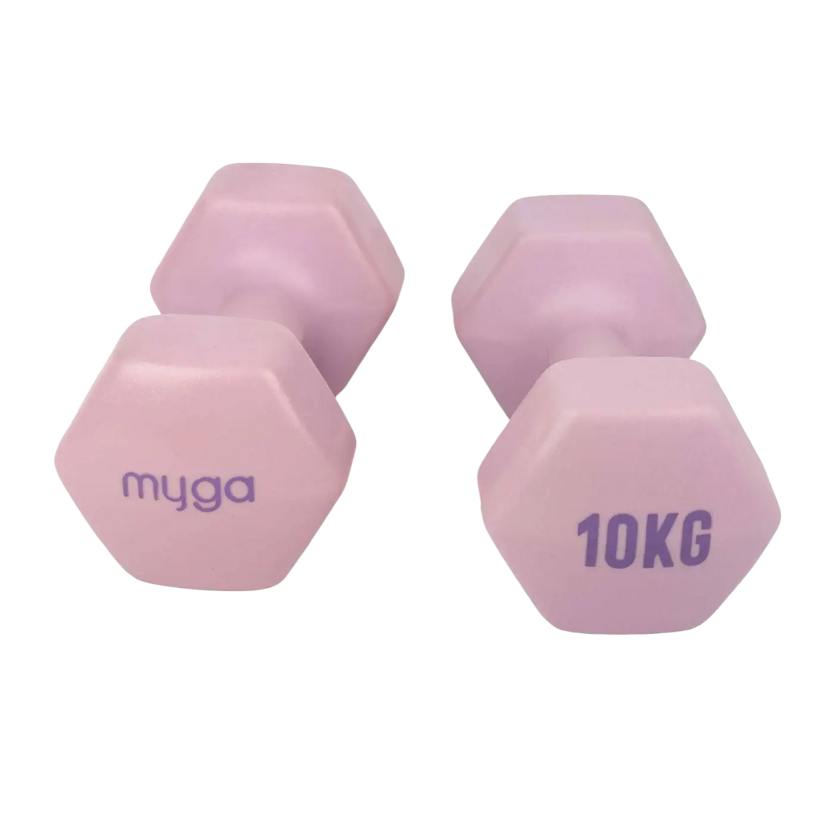 Myga Paar Hex-Kurzhanteln 1-10 kg, rosa, sechseckiges Yogazubehör für Krafttraining und Fitnessübungen.