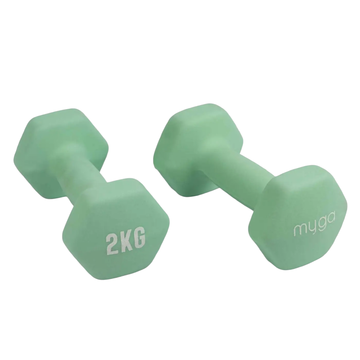 Myga Paar Hex-Kurzhanteln 1-10 kg, Yogazubehör, grüne Hanteln für Krafttraining und Fitnessübungen.