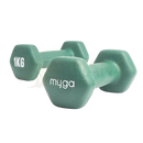 Teal myga paar hex-kurzhanteln 1kg mit myga branding für krafttraining im mana shop image to zoom