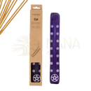 Myoga räucherstäbchenhalter aus natürlichem ulmenholz in lila mit weißen pentagramm designs bei mana shop