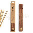 Myga räucherstäbchenhalter aus natürlichem ulmenholz mit reicher brauner oberfläche und goldenen sterninlays mana shop