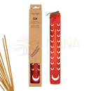 Roter räucherstäbchenhalter aus natürlichem ulmenholz mit weißen mondmotiven von myoga elm im mana shop