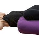 Lila zylindrisches myga stützkissen yoga bolster mit weichem stoffbezug für yin yoga aus dem mana shop