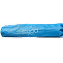 Eine kompakte myga yoga tragetasche in blau mit einer nachhaltigen pilates- und yogamatten-tasche