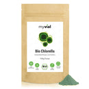 Bio Chlorella Pulver von myvial, 100g, veganes Nahrungsergänzungsmittel, grünes Chlorella Vulgaris Pulver in Beutel