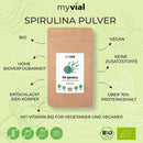 Bio Spirulina Pulver von myvial, 250 g, veganes Nahrungsergänzungsmittel in grüner Pulverform.