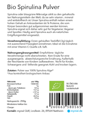 Bio Spirulina Pulver von myvial, 250 g, veganes Nahrungsergänzungsmittel in Pulverform, grüne Spirulina in Packung sichtbar
