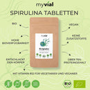 Vegan Bio Spirulina Tabletten von myvial, Nahrungsergänzung, 240 Presslinge, grüner Naturstoff, gesund und natürlich.