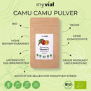 Bio Vitamin C Pulver von myvial, natürliches Camu Camu in 100g Packung, reines Nahrungsergänzungsmittel mit Vitamin C.