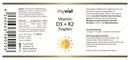 Nahrungsergänzung: myvial Vitamin D3 + K2 Überdosiert 1000 IE pro Tropfen in MCT Öl, Flasche mit Tropfvorrichtung