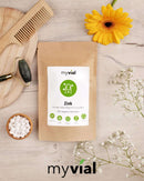 Hochdosierte vegane Zink Tabletten 25mg von myvial, 365 Stück in einer weißen Tablettenpackung.