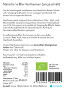 Ungeschälte Bio-Hanfsamen von myvial, 250g, als Nahrungsergänzung, sichtbar in einer transparenten Verpackung