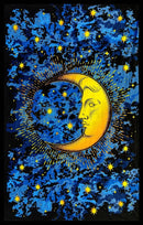 Yak & Yeti Ritualtuch mit Nachthimmel und Mond, als Bettdecke oder Wanddeko, 213 x 137 cm, stilvolle Raumdekoration