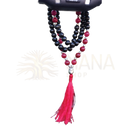 Nala halskette aus holzperlen mit onyx schwarzer und roter perlenwagenanhänger mit silberner schädelgabe und rotem quaste für mana shop buddha anhänger yeti mala