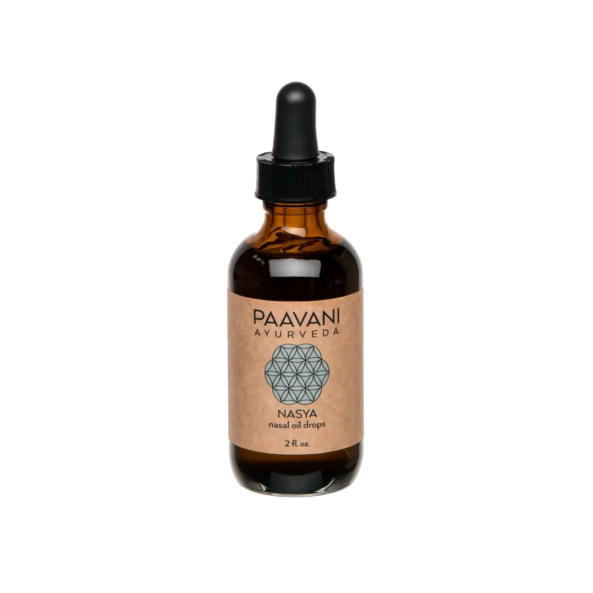 Nasya-Öl von PAAVANI Ayurveda in brauner Glasflasche, ayurvedisches Nasenöl für tiefes Atmen und angenehme Nasenpflege.
