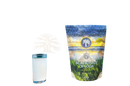 A resealable pouch of ancient purity natriumbicarbonat rein 425g with usp qualität, green grass and sunset sky design