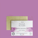 Pale yellow speckled organic patchouli soap bar from mademoiselle agathe for empfindliche haut natürliche seife