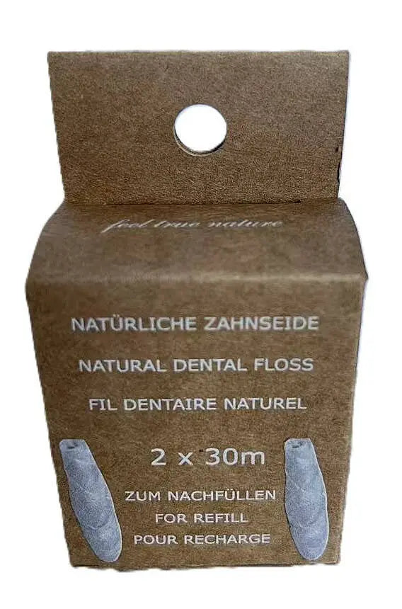 Natürliche Zahnseide Refill von Eliah Sahil, 2 x 30 m, kompostierbare Seiden-Zahnseide mit Candelillawachs, umweltfreundlich