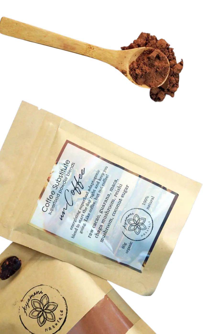 Natürlicher Kaffeeersatz aus adaptogenem Rohkakao mit Guarana und Champignons, in Süßigkeiten & Snacks von Ayamani Naturals