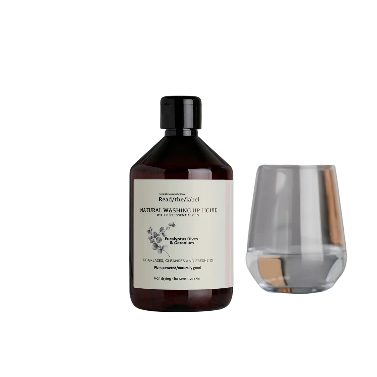 Natürliches Geschirrspülmittel mit Eukalyptus und Geranium von readthelabellondon, 500 ml Flasche, umweltfreundliche Reinigungswirkung