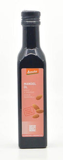 Natives Mandelöl von NaturKraftWerk in 250ml Flasche, kaltgepresst und Demeter-zertifiziert, flüssiges Öl mit hellgelber Farbe