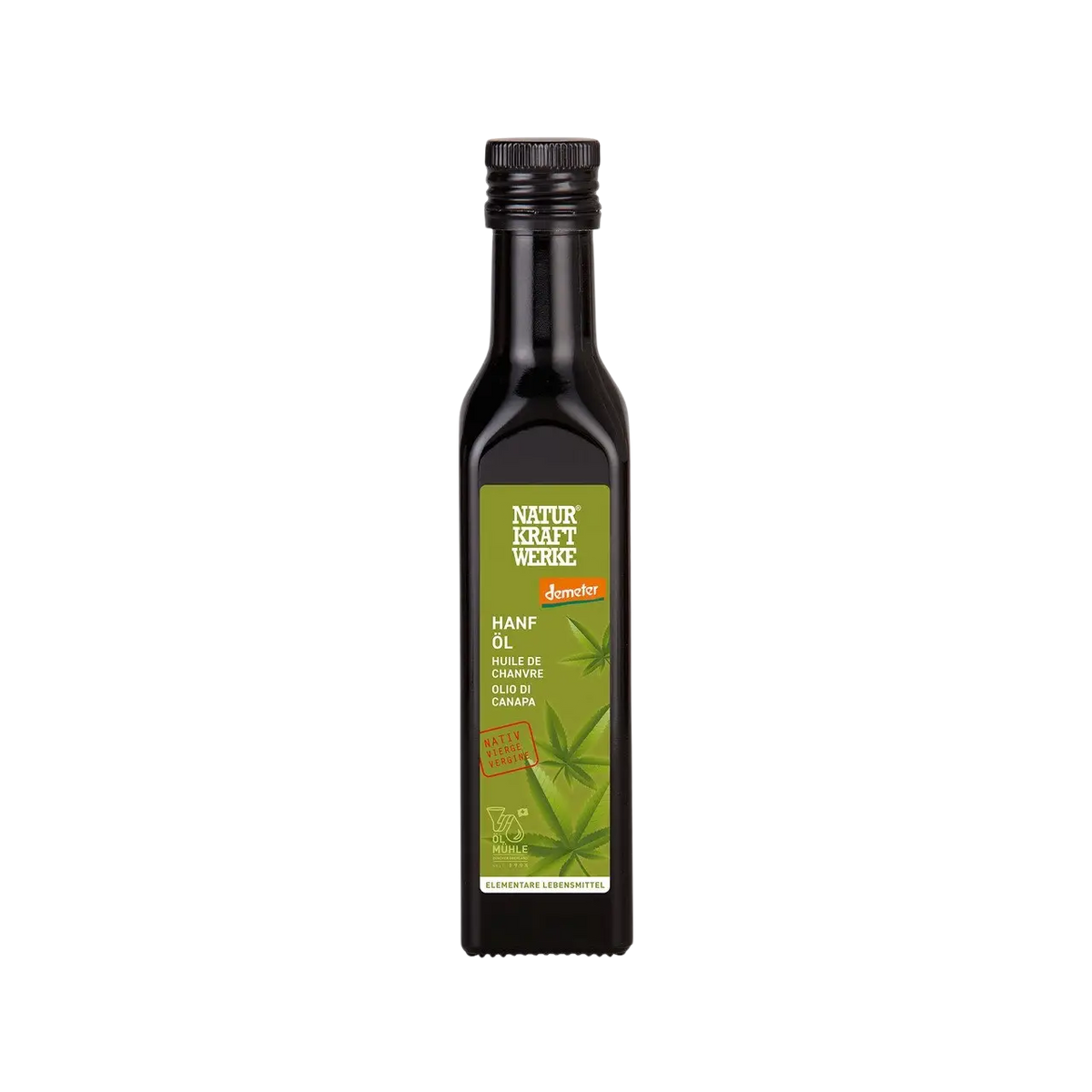 NaturKraftWerke Hanföl nativ, Demeter, flüssiges Öl, dunkle Flasche, ideal für Küche und Naturprodukte