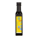 Natur kraft werke linöl in schwarzer glasflasche mit gelbem etikett und blauen floralen mustern reich an omega-3 fettsäuren